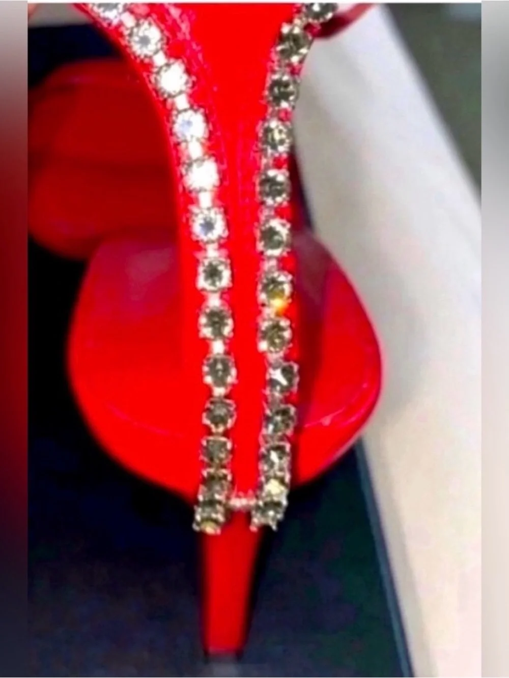 Saint Laurent Red Crystal-Ankle Strap Heel Sandal 7.5 - Picture 10 of 10